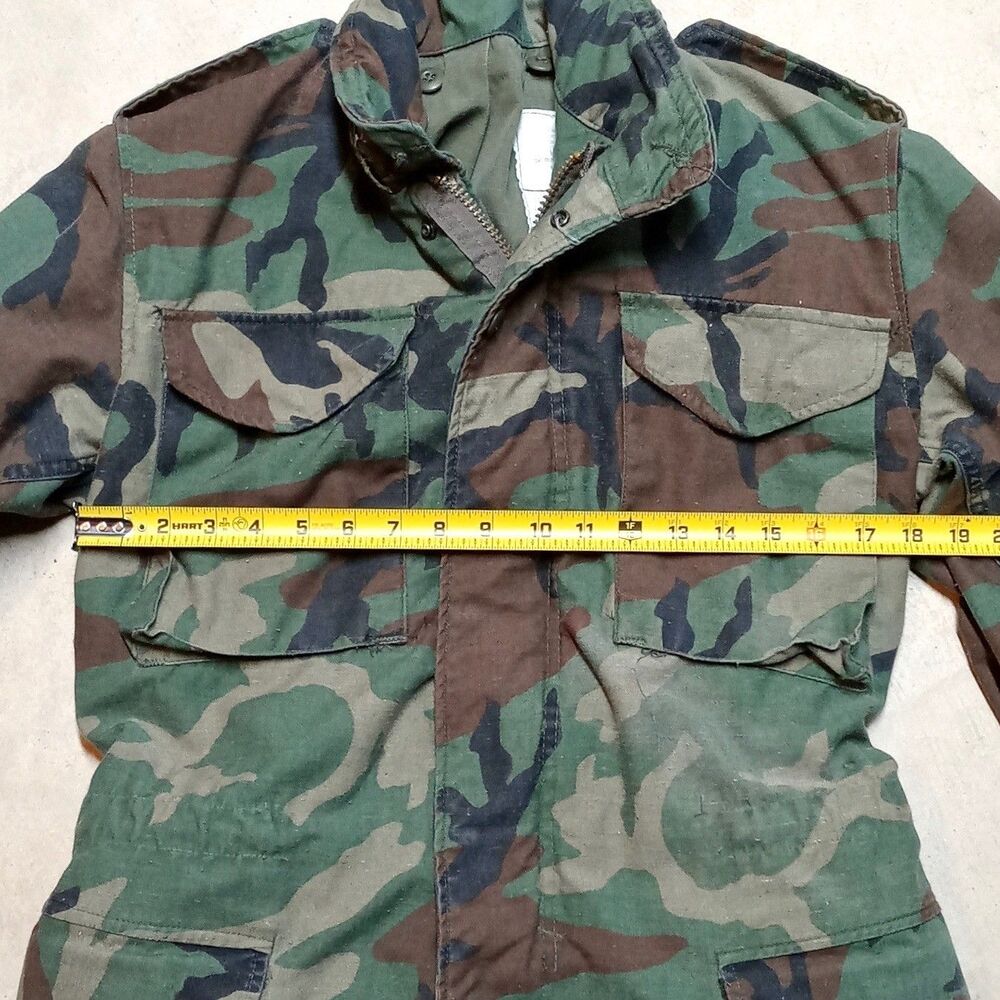 Vintage US Military M65 Field Jacket Woodland Camo Cold Weather Coat XS Long - Picture 12 of 13